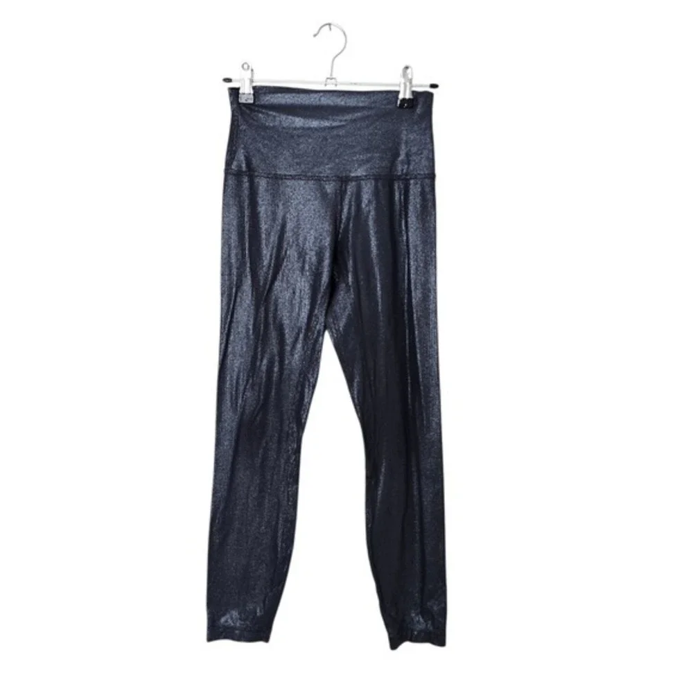 Lululemon High-Rise Shine Leggings Foil Black Night Metallic Leggings Size‎ 4